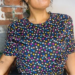 Vintage Multicolored Polka Dot Blouse
